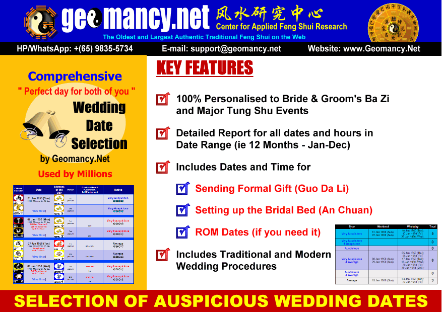 Selection of Auspicious ROM or Wedding Dates Service